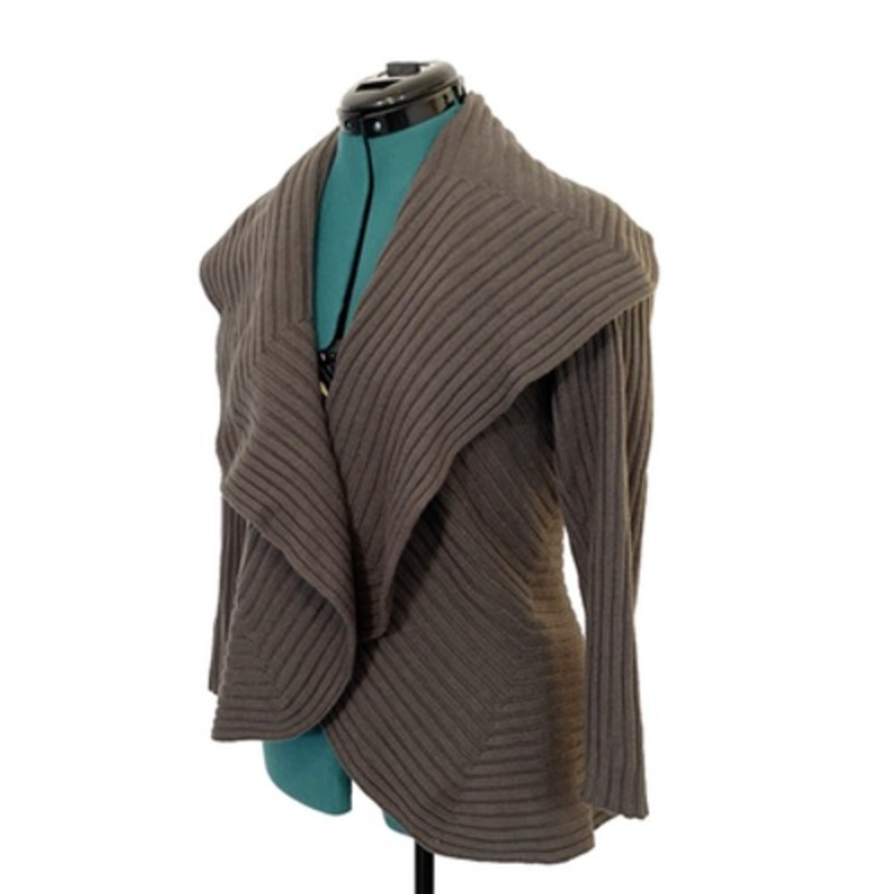 Sundance Womens Sage Green Wool Shrug Sweater Ribbed Open Cardigan Size Petite M